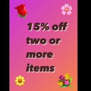 15% off 2 or more!!